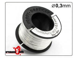 Postriebrený  drôt -  0,3 mm,  50 g