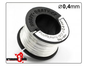Postriebrený  drôt -  0,4 mm,  50 g