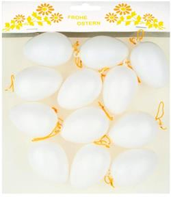 Plastové vajíčka 6 cm biele, 12 ks 
